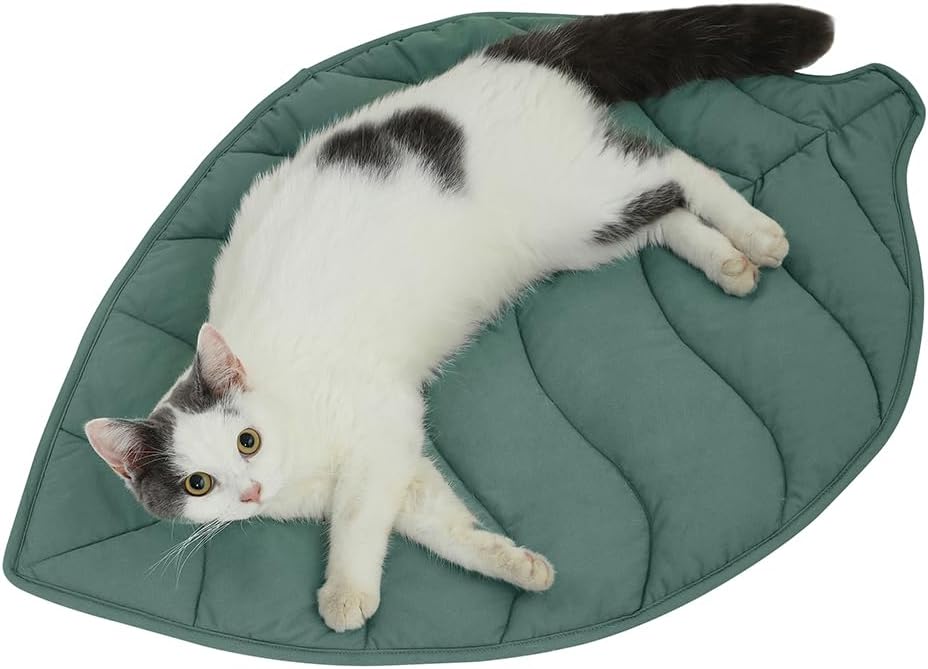 30 X 20 Inch Leaf Shaped Cotton Cat Bed Pad, Warming Cat and Dog Bed Mat, Pet Warming Pad for Cats, Cat Warmer Mat for Feral and Indoor Cats, 2025 Enlarged and Thickened Cat Leaf Beds