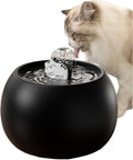Ceramic Cat Water Fountain - 50oz/1.5L Cat Fountain for Drinking - Automatic Pet Water Dispenser Bowl - Black (Black, 1.5L)