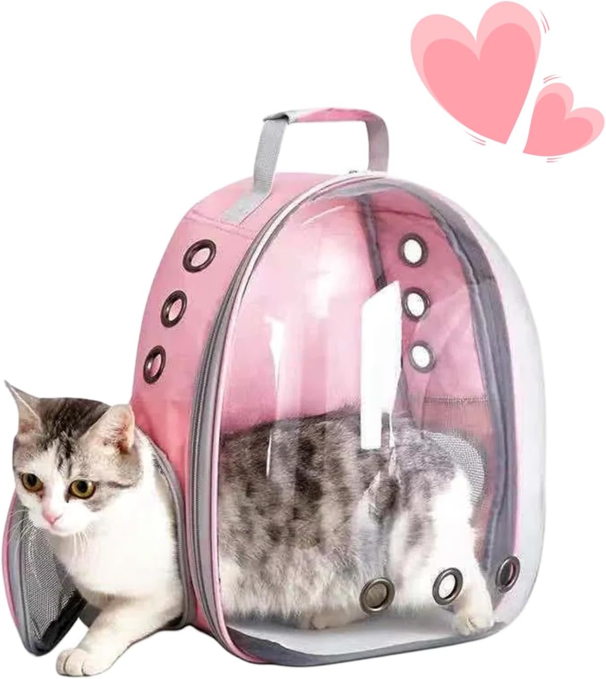 Cat Backpack Bubble, Cats and Dogs Pet Carrier Hard, Suitable for Cats Traveling Cat Bag Carrier, Transparent Outdoor Waterproof Spacecraft Pet Backpack Carrier(Pink)