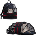 Expandable Cat Backpack Carrier, Cat Backpack with Breathable Mesh for Hiking/Travel/Camping, Large Cat Backpack Fits Up to 12 lbs, Cat Carrier for Small Pubby,(Black)