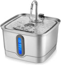 Stainless Steel Cat Water Fountain, 101oz/3L Automatic Pet Water Fountain, Dog Water Fountain with Replacement Filters for Cats, Small Dogs (2 Filters and 2 Sponges)