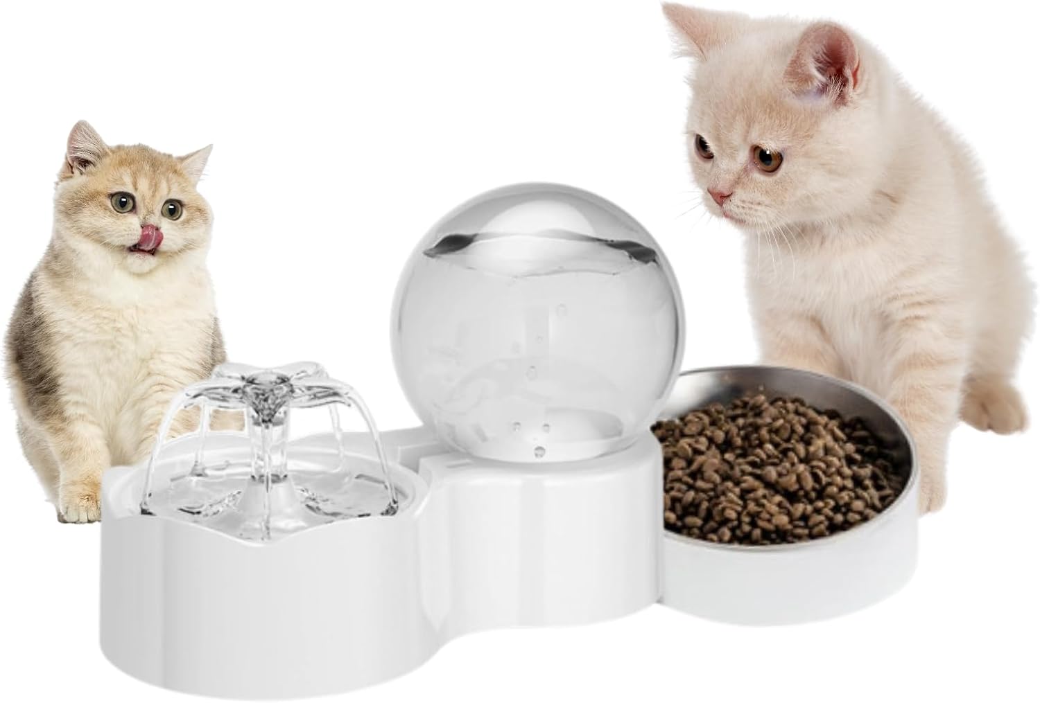 Water and Food Dispenser for Cats,2 in 1 Automatic cat Feeder, Water Fountain, Food Bowl Set78oz/2.3L Cat Feeder Automatic Large Capacity Dispenser for Pets Dogs, Puppies, Kittens, Rabbits