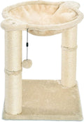 Cat Tower with Hammock and Scratching Posts for Indoor Cats, 15.8 x 15.8 x 19.7 Inches, Beige