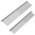 2 Pack Dog Combs with Rounded Ends Stainless Steel Teeth, Cat Comb for Removing Tangles and Knots, Professional Grooming Tool for Long and Short Haired Dog, Cat and other pets, 6.3IN/7.4IN