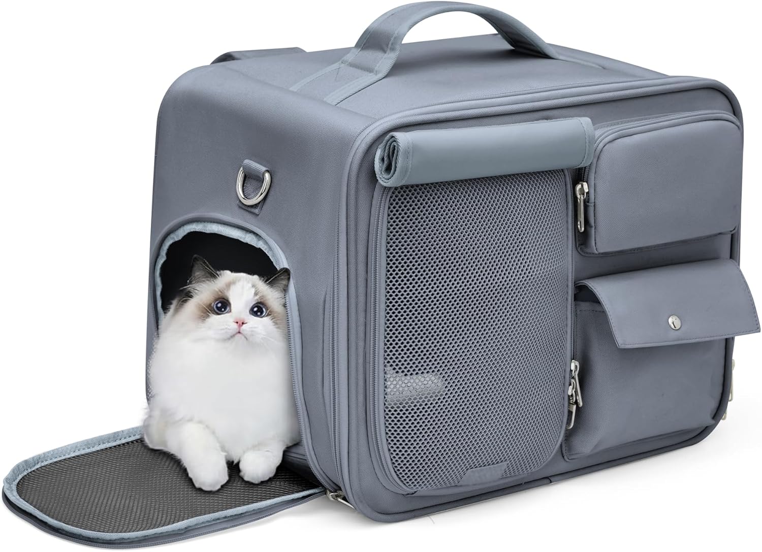 Cat Backpack Carrier Large,Pet Backpack for Dogs and Cats,AirlineApproved,Collapsible,with 3 Ventilated Windows,Designed for Travel, Hiking, Walking & Outdoor Use(Grayish Blue)