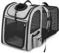 Cat Carrier Backpack, Pet Carrier Backpack Expandable for Cats Small Dogs Puppies Fit Up to 18 Lbs, Foldable Puppy Backpack Carrier with Breathable Mesh for Travel Hiking Camping