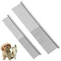 2PCS Dog and Cat Brush, Stainless Steel Pets Grooming Comb Kit, Detangler Deshedding Brush, Metal Knots Hair Remover 6.4" 7.5"